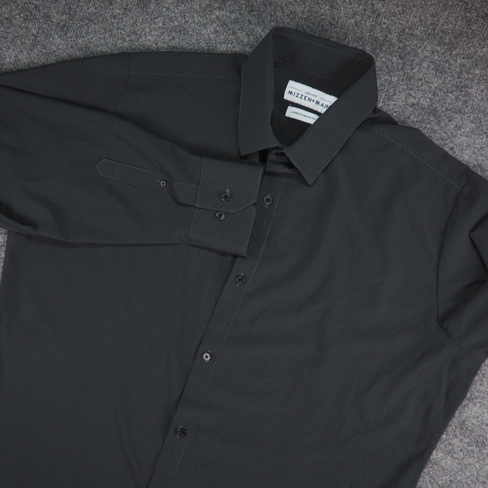 Mizzen+Main Leeward Shirt Mens Large Black Geometric Performance Button Down L